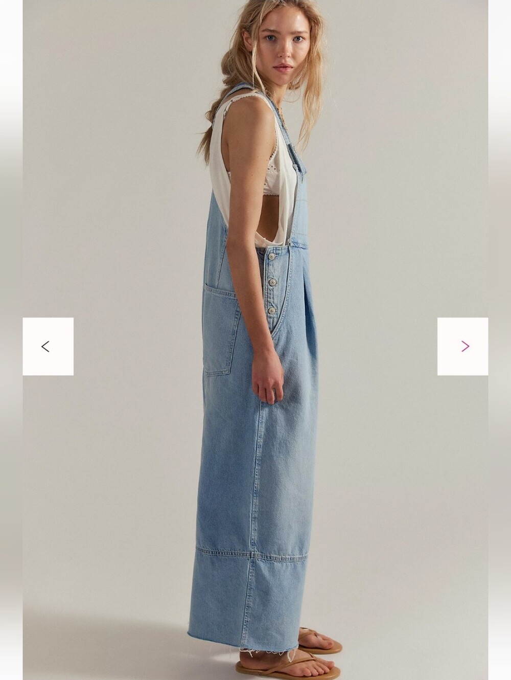 NWT Free People We The Free Rambler Overalls Light Blue Denim Wide-Leg Msrp $148 - Picture 5 of 8